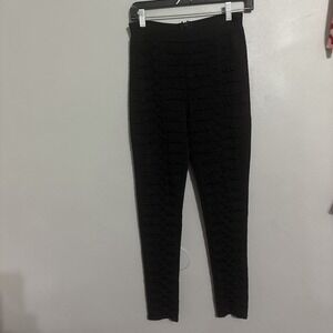 Black Pants Sz Small  Women Ruched Stretch Zip Heavy Warm